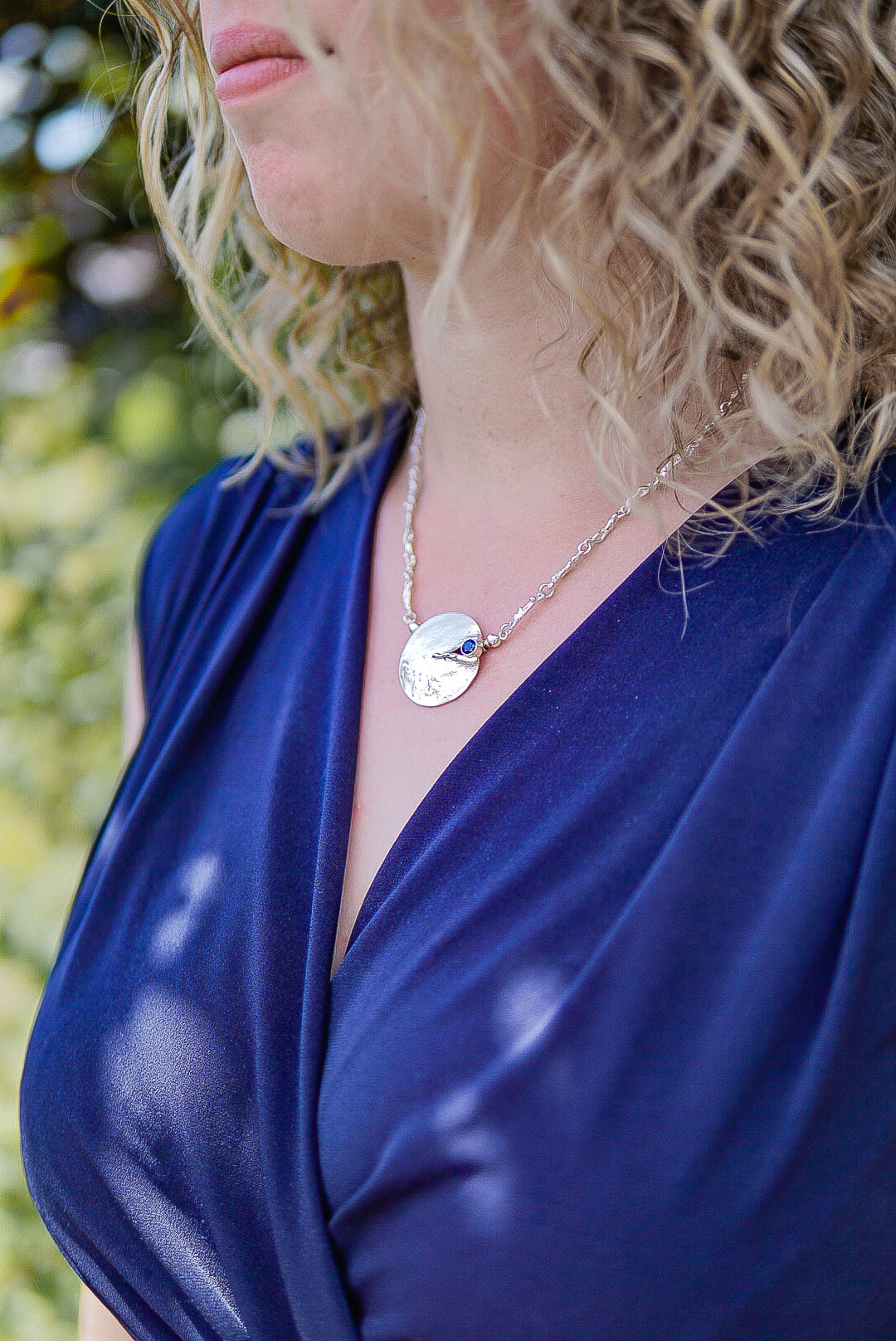 Wechselschließe in Silber mit Saphir