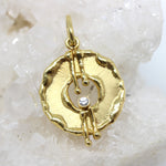 Anhänger in 333 Gelbgold rund mit Zirkonia