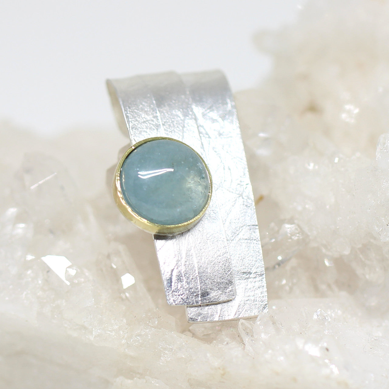 Silberanhänger zweifarbig mit Aquamarin