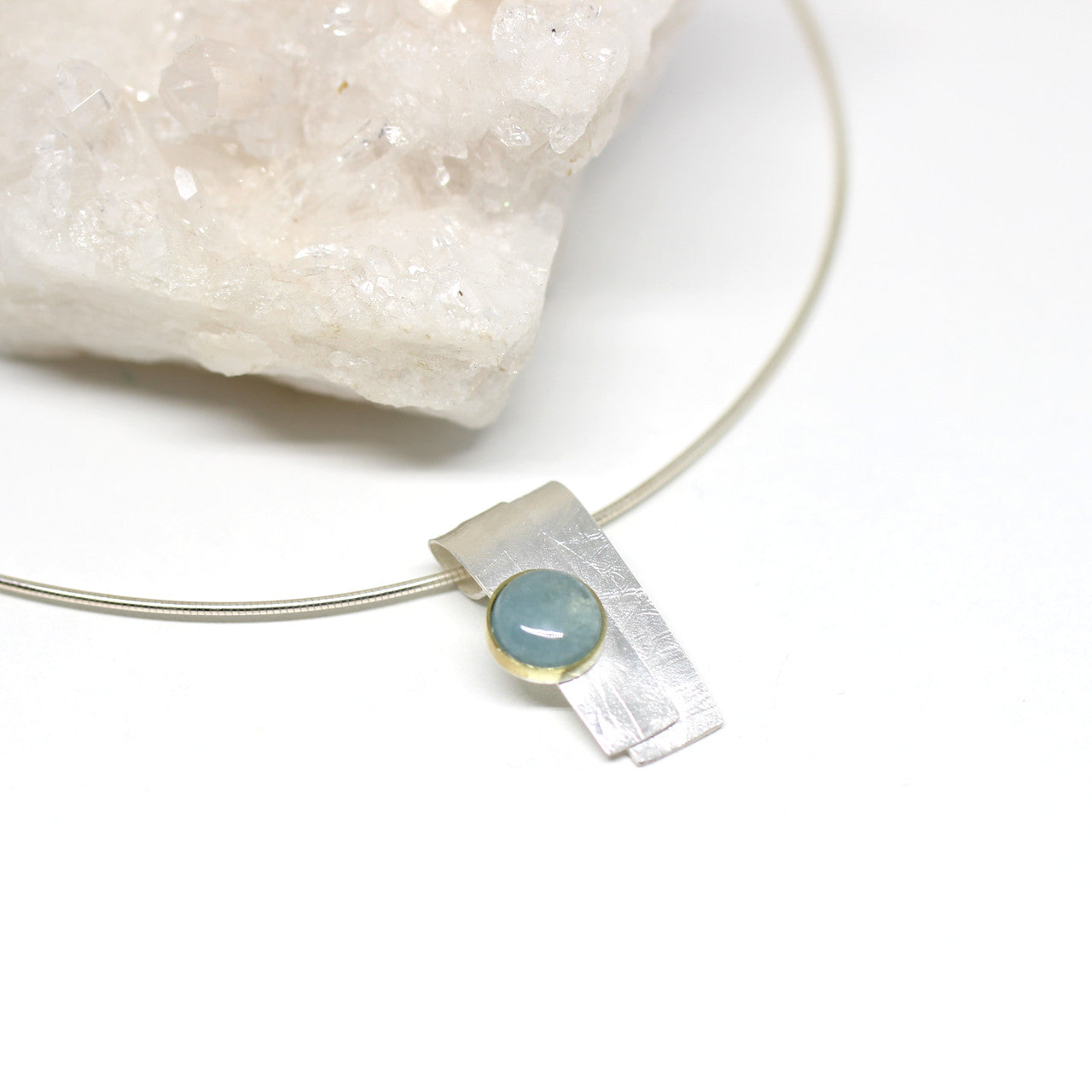 Silberanhänger zweifarbig mit Aquamarin