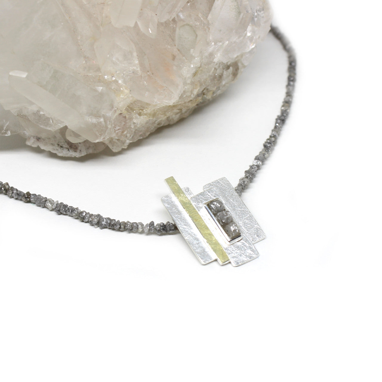 Silberanhänger zweifarbig mit Rohdiamant