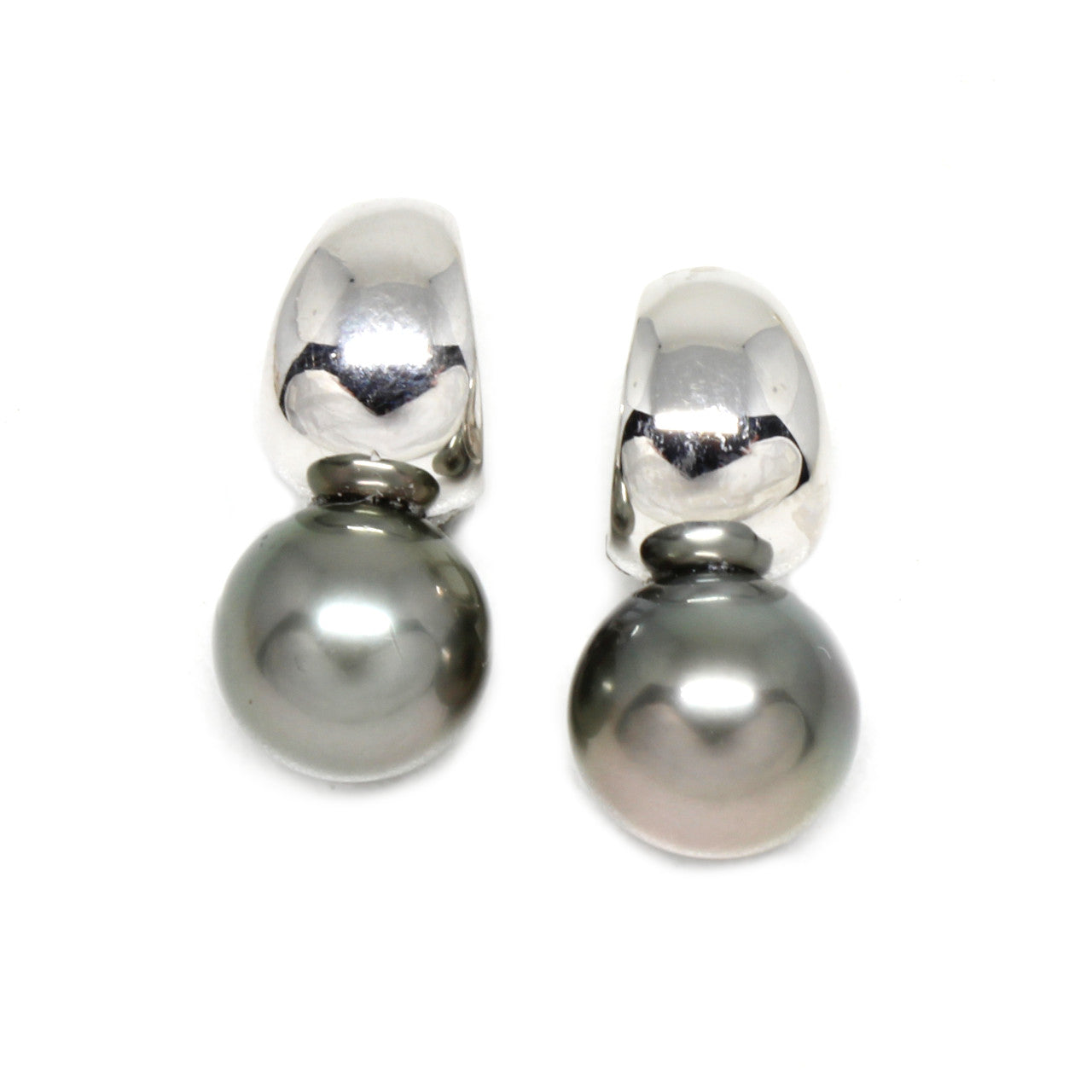 Creolen in Silber mit Tahitiperle