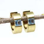 Creolen 333er Gelbgold mit Blautopas