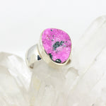 Silberring mit Kobaltcalcit und Malachit