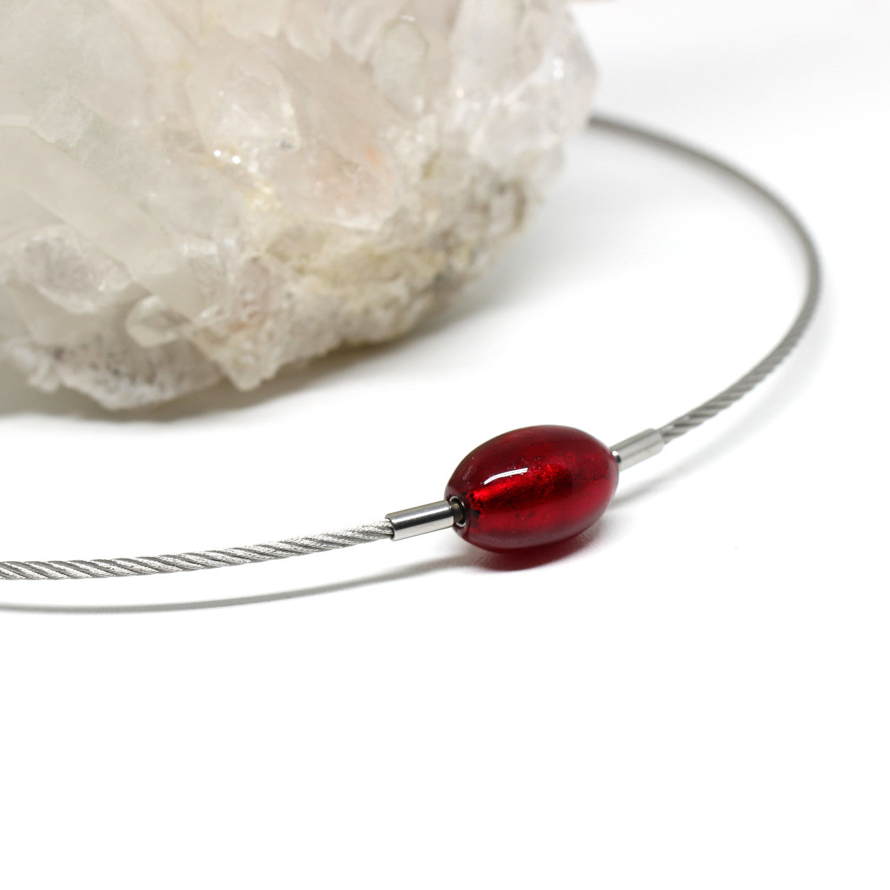 Wechselschließe Muranoglas rot Olive