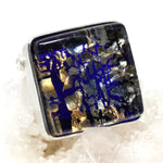 Wechselschließe Muranoglas Quadrat Blau