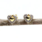 Ohrstecker 333 Gelbgold Herz mit Zirkonia