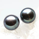 Ohrstecker Silber Perle anthrazit flach