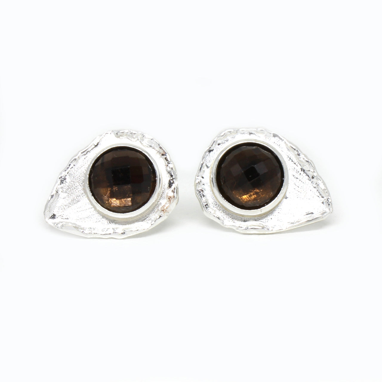 Ohrstecker geschliffener Rauchquarz