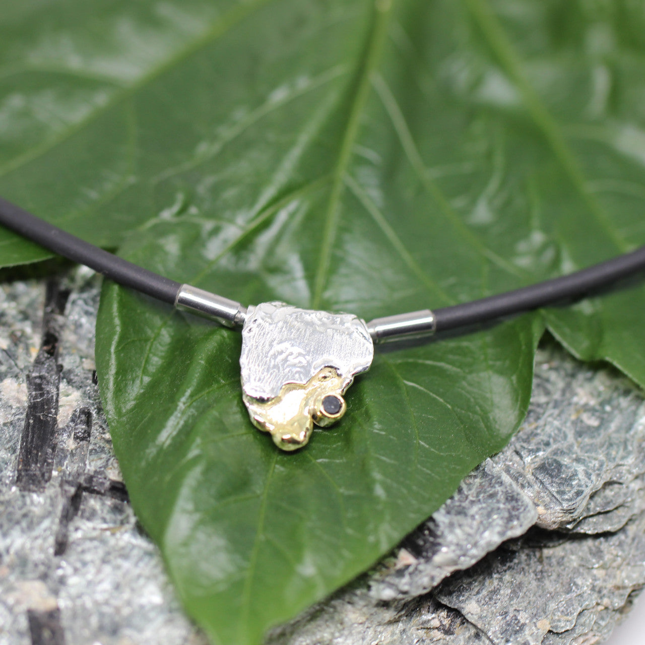 Wechselschließe zweifarbig mit schwarzen Diamant