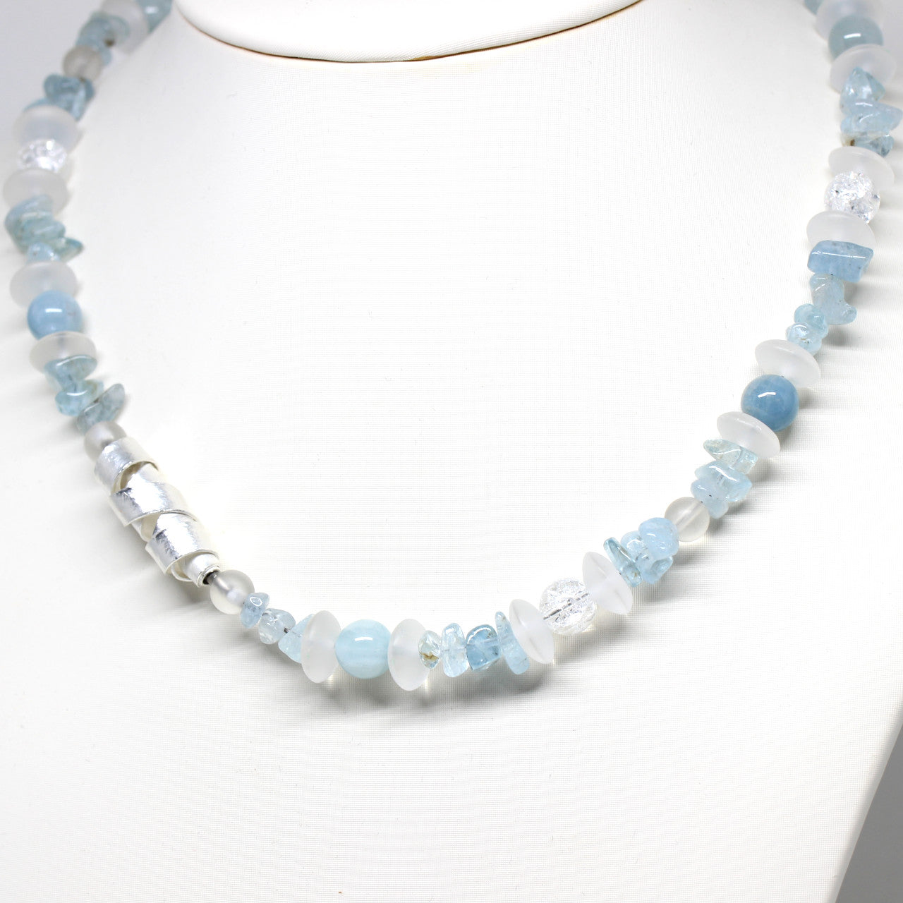 Wechselkette Aquamarin und Bergkristall