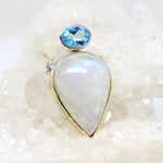 Wechselschließe in zweifarbig mit Mondstein und Blautopas