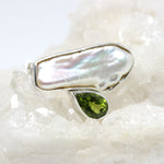 Wechselschließe Barockperle mit Peridot