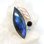 Wechselschließe Labradorit mit Edelsteinen