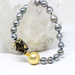 Wechselschließe Rauchquarz mit Blattgold