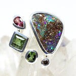 Silberring mit Opal und Turmalinen