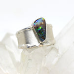 Silberring Handarbeit mit Opal
