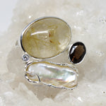 Wechselschließe Rutilquarz und Perle