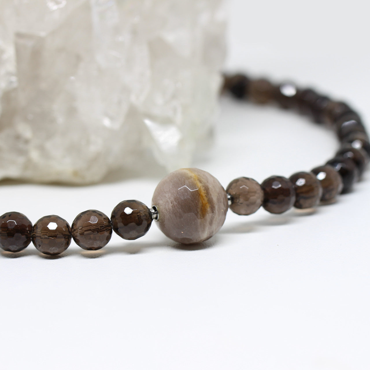 Wechselschließe Mondsteinkugel facettiert