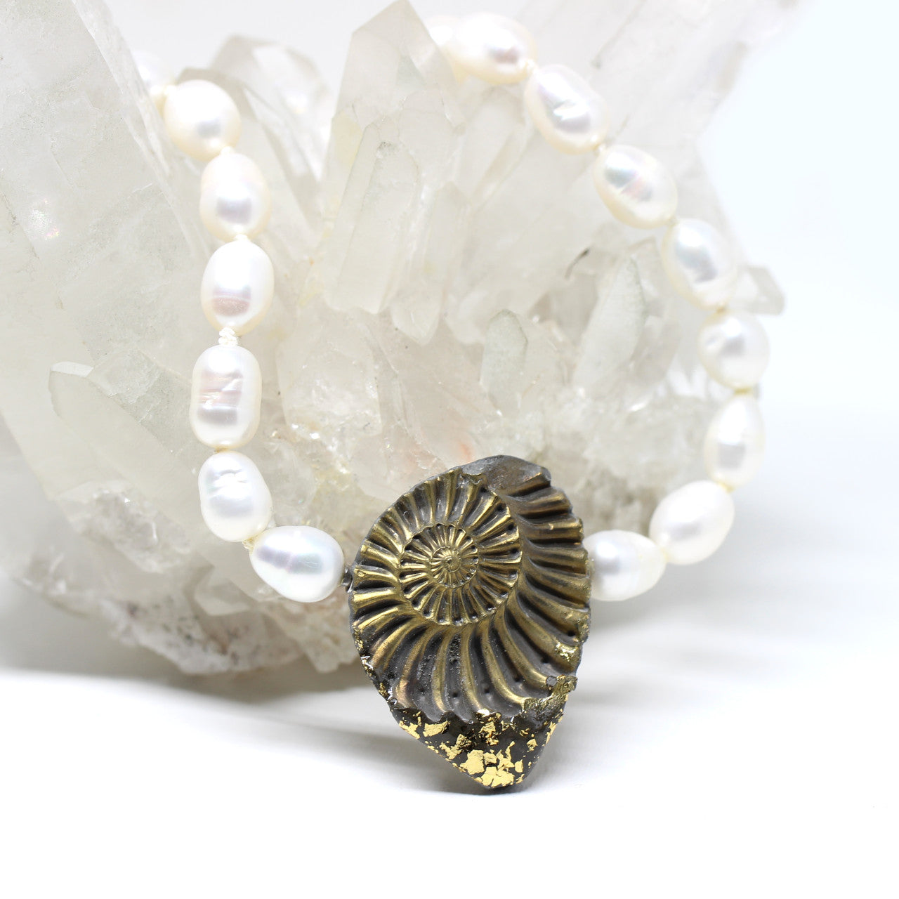 Wechselschließe Ammonit mit Blattgold