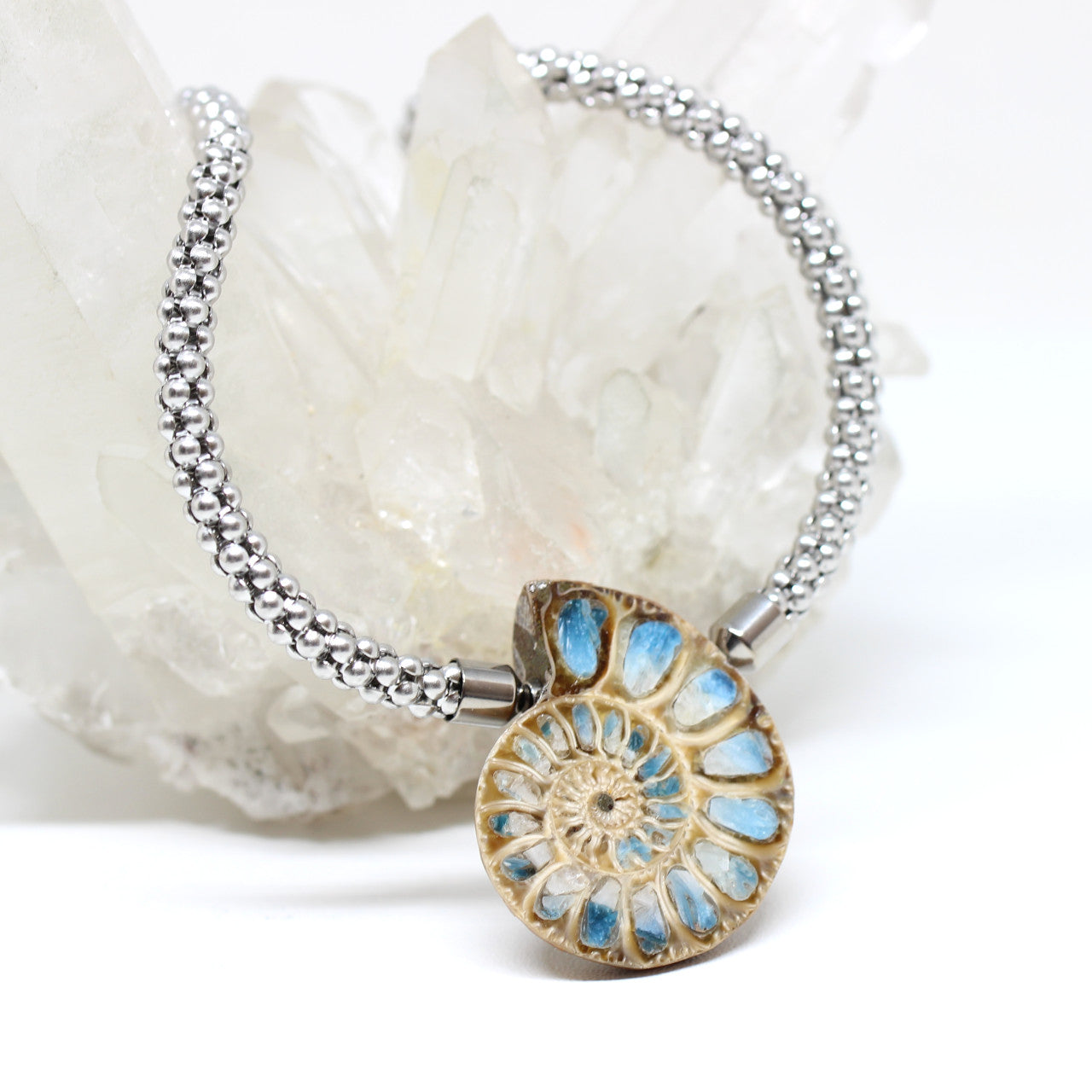 Wechselschließe Ammonit mit Ice Blue