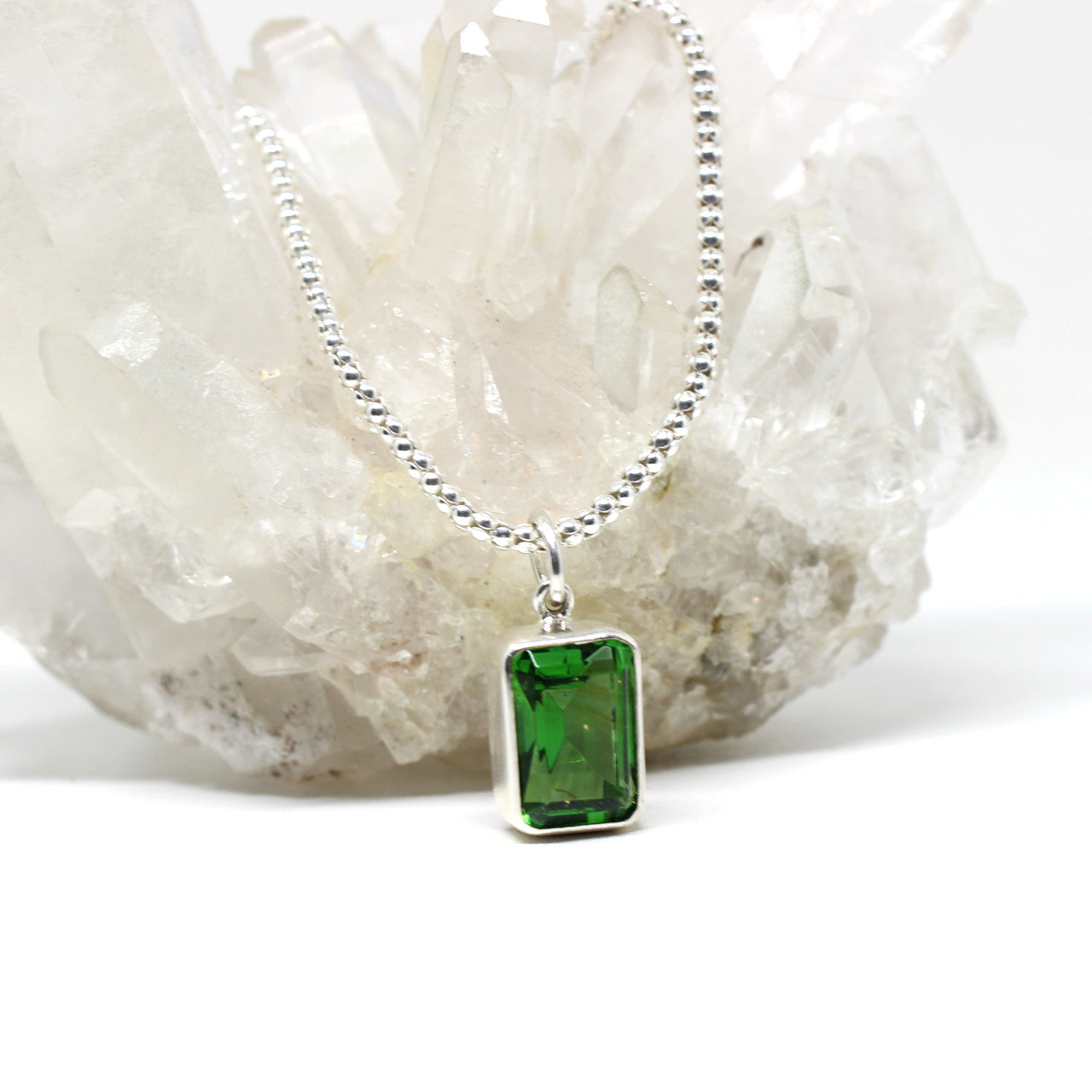 Silberanhänger grüner Obsidian