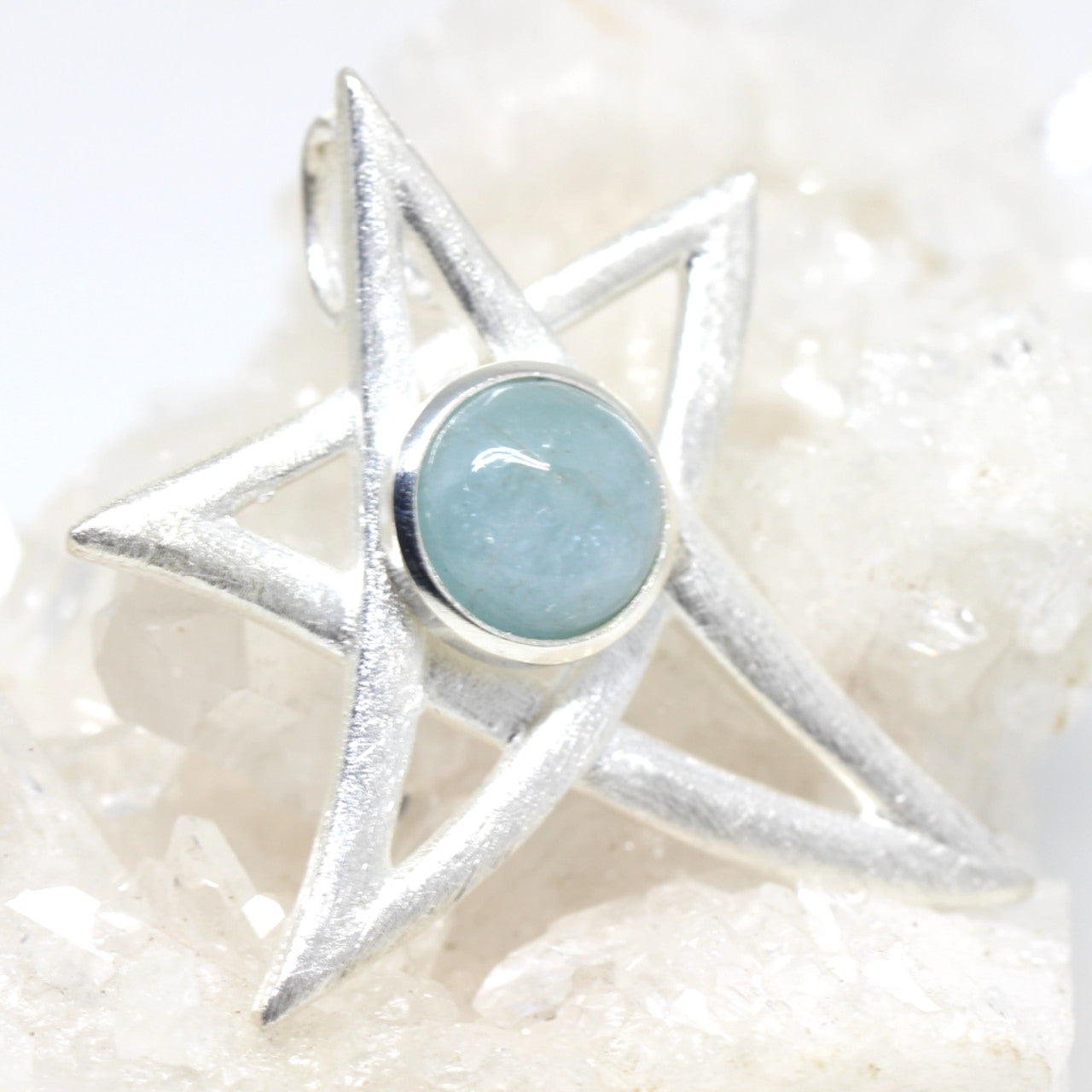 Silberanhänger Stern mit Aquamarin