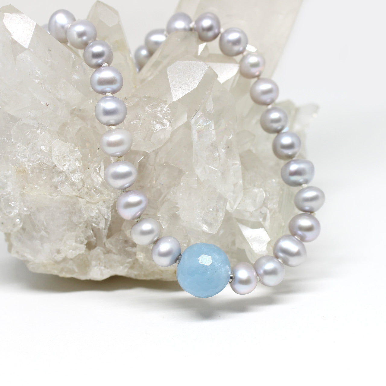 Wechselschließe Aquamarinkugel facettiert