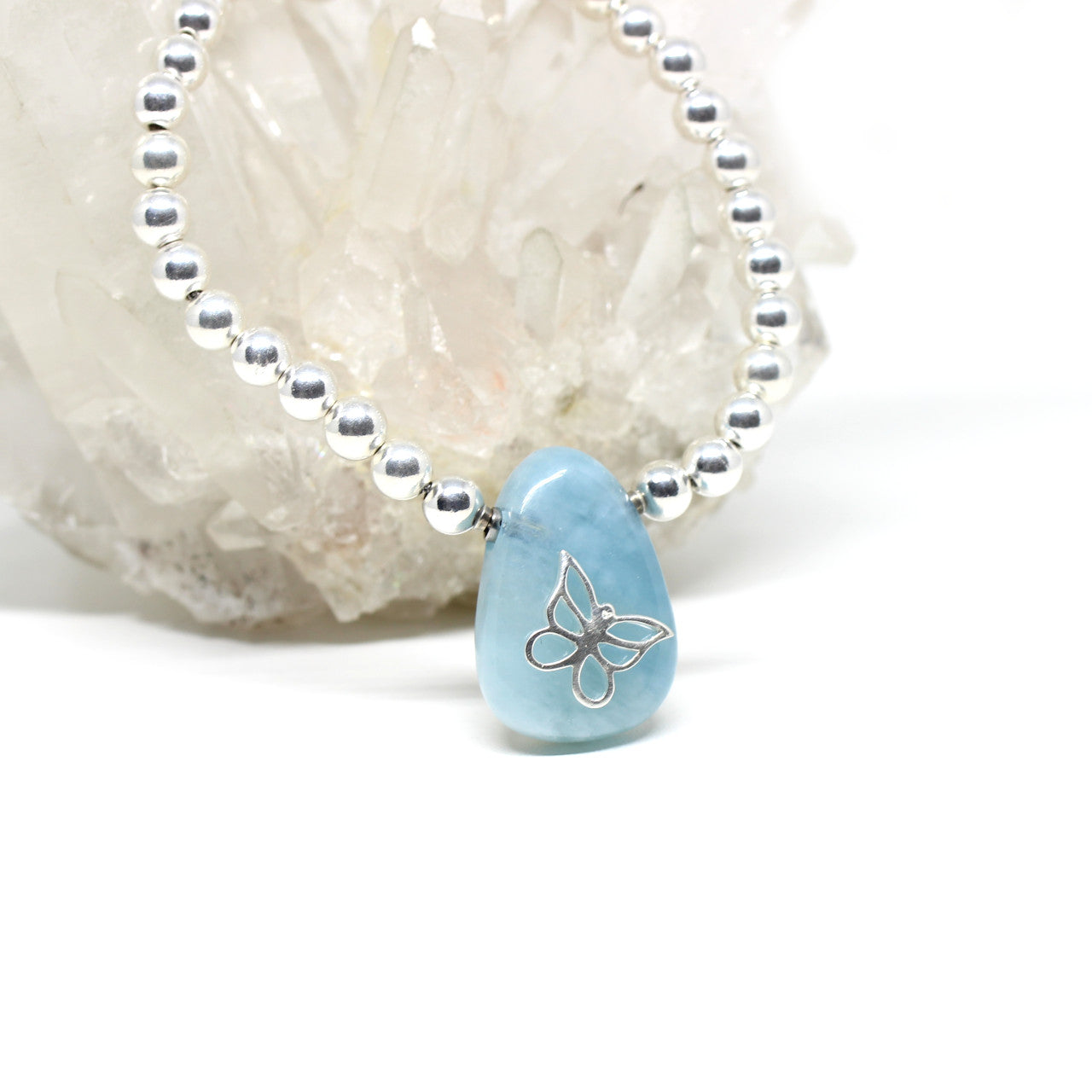 Wechselschließe Aquamarin Tropfen