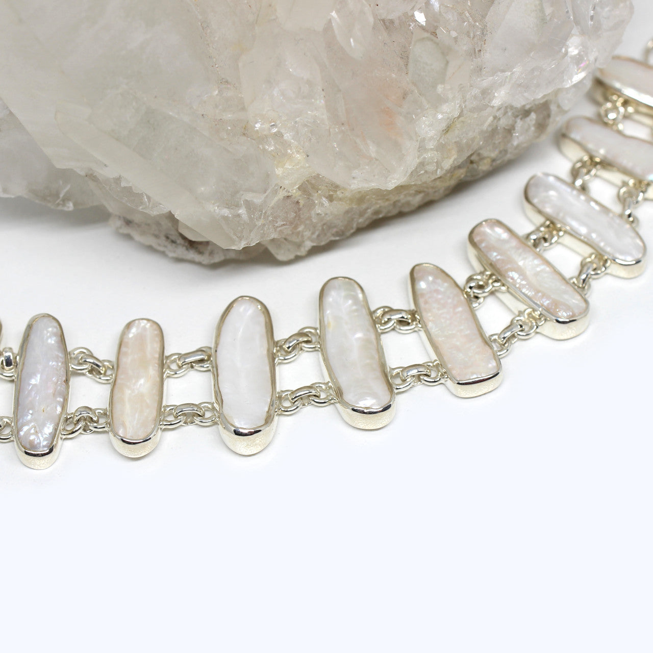 Armband Silber mit Süßwasserperlen