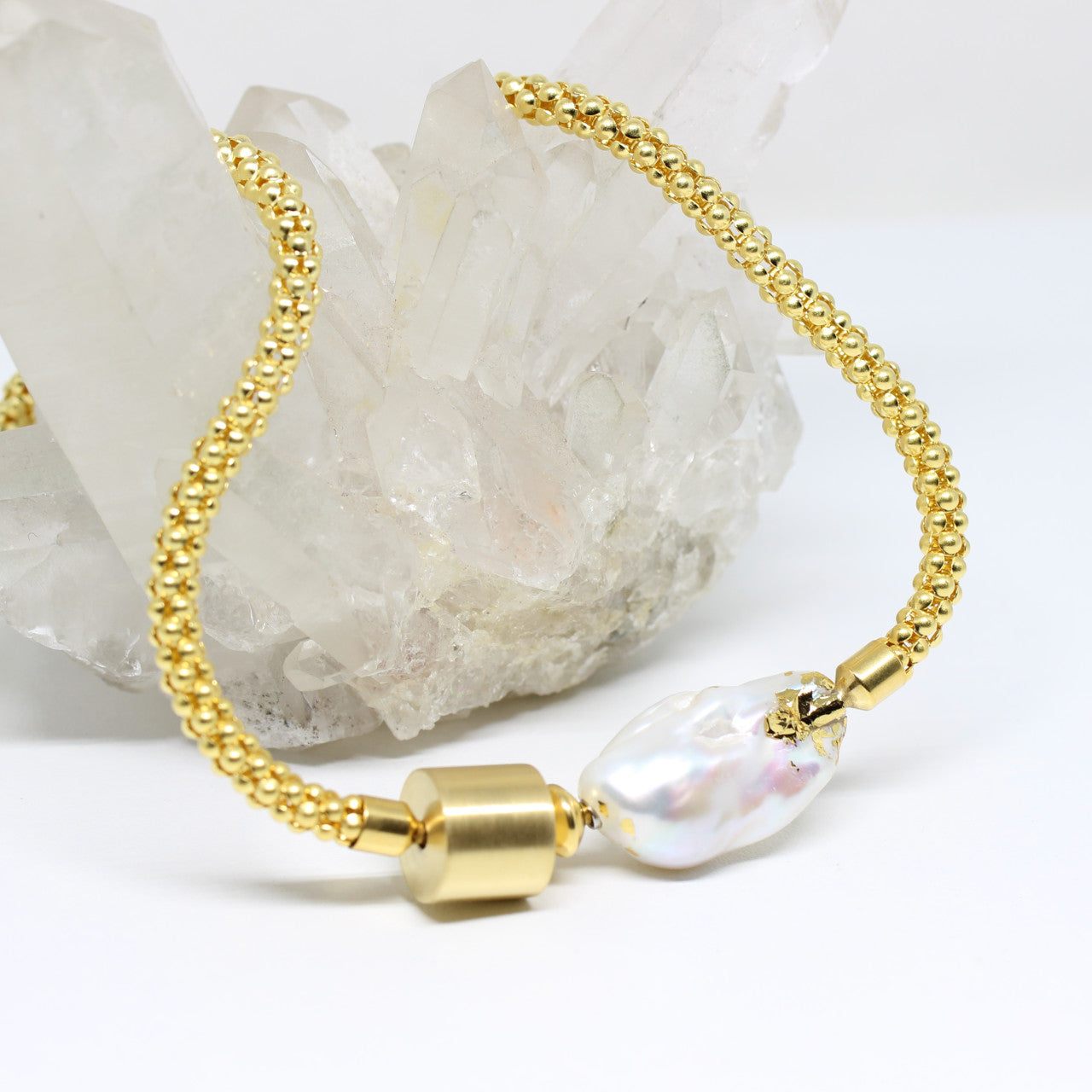 Wechselschließe Barockperle mit Blattgold