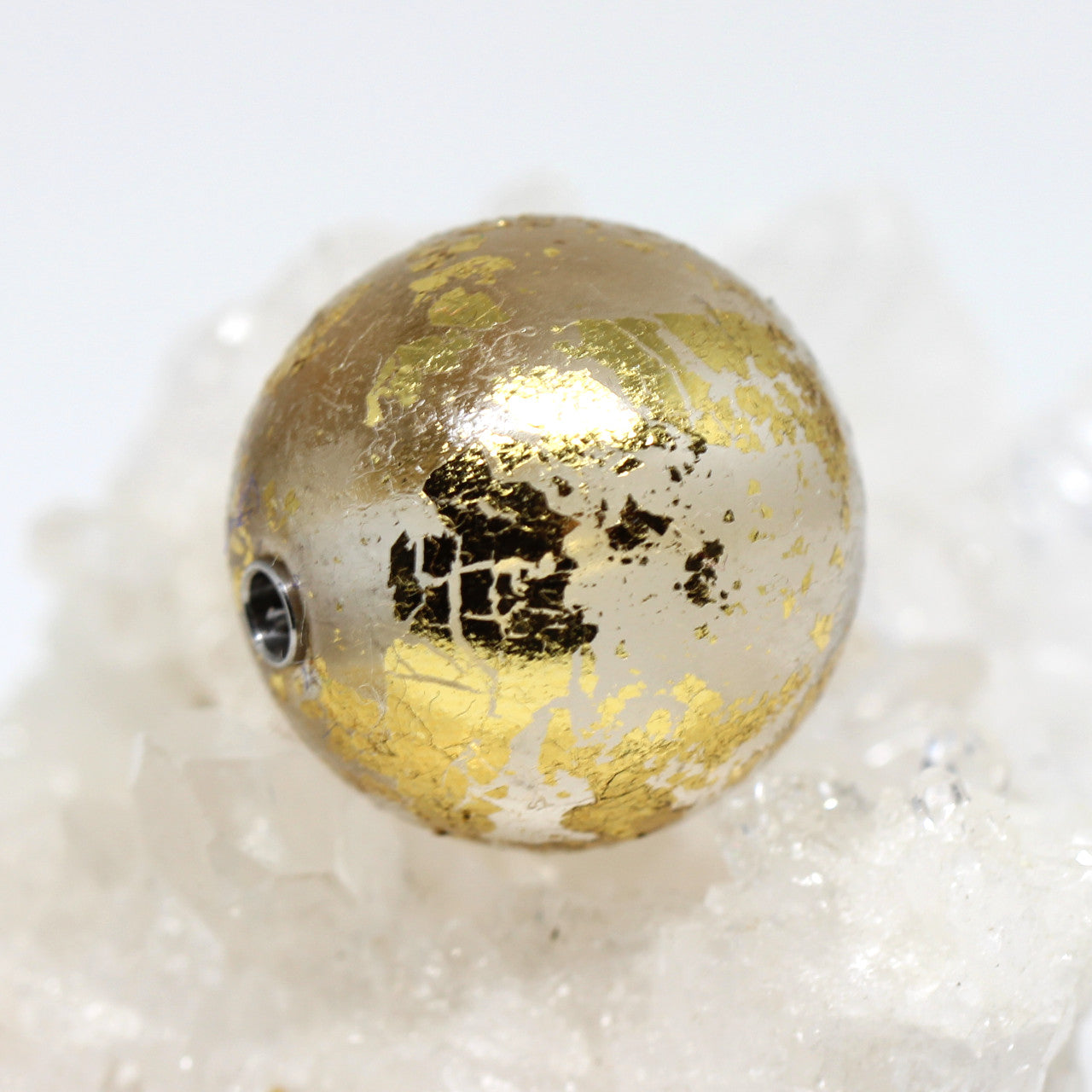 Wechselschließe Bergkristall Kugel mit Blattgold