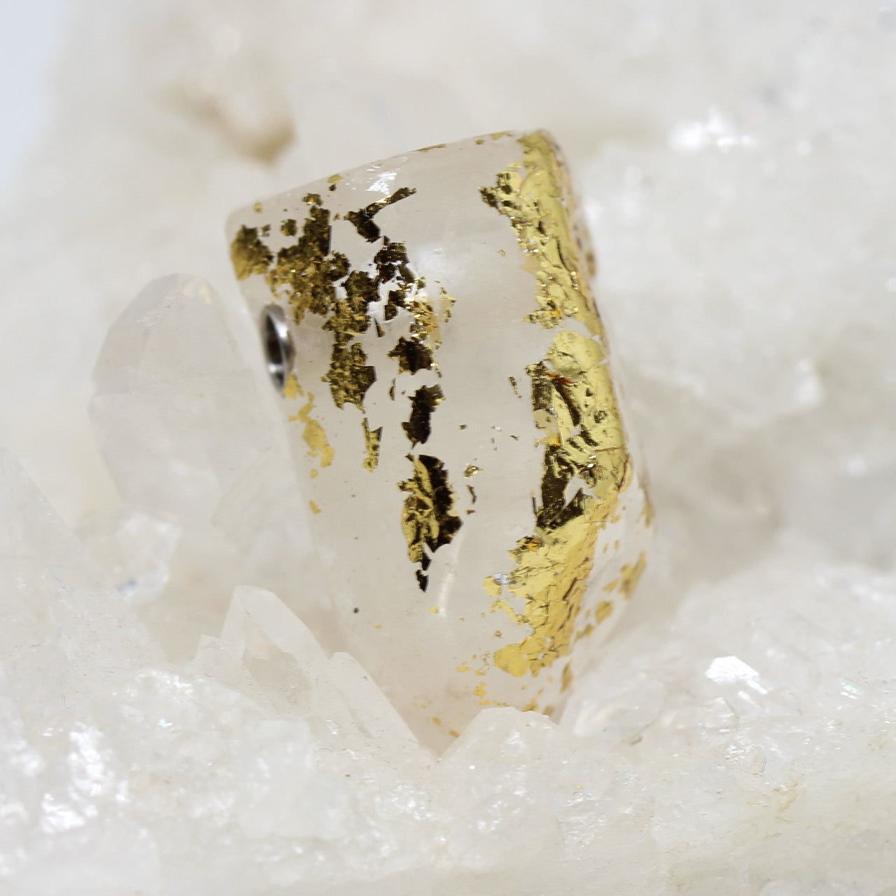 Wechselschließe Bergkristall klein mit Blattgold