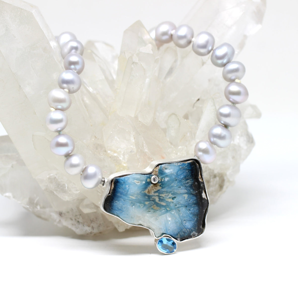 Wechselschließe in Silber mit Blue Ice