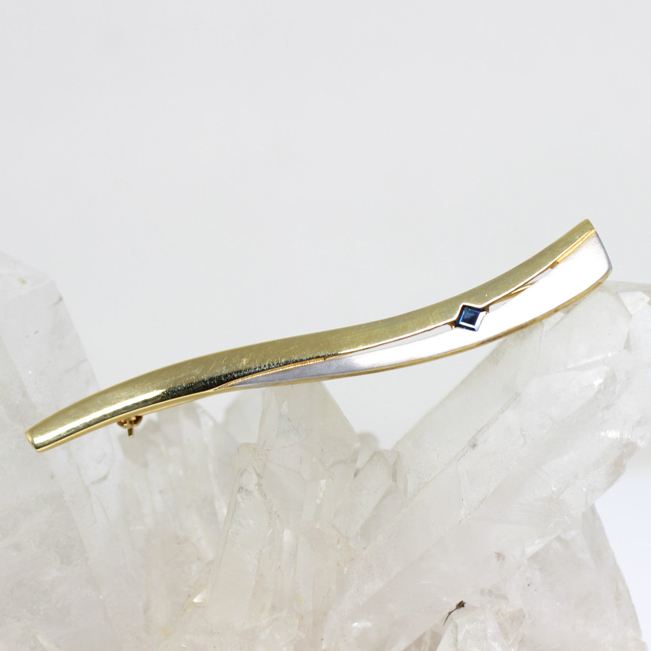 Brosche 333 Gelbgold mit blauem Stein