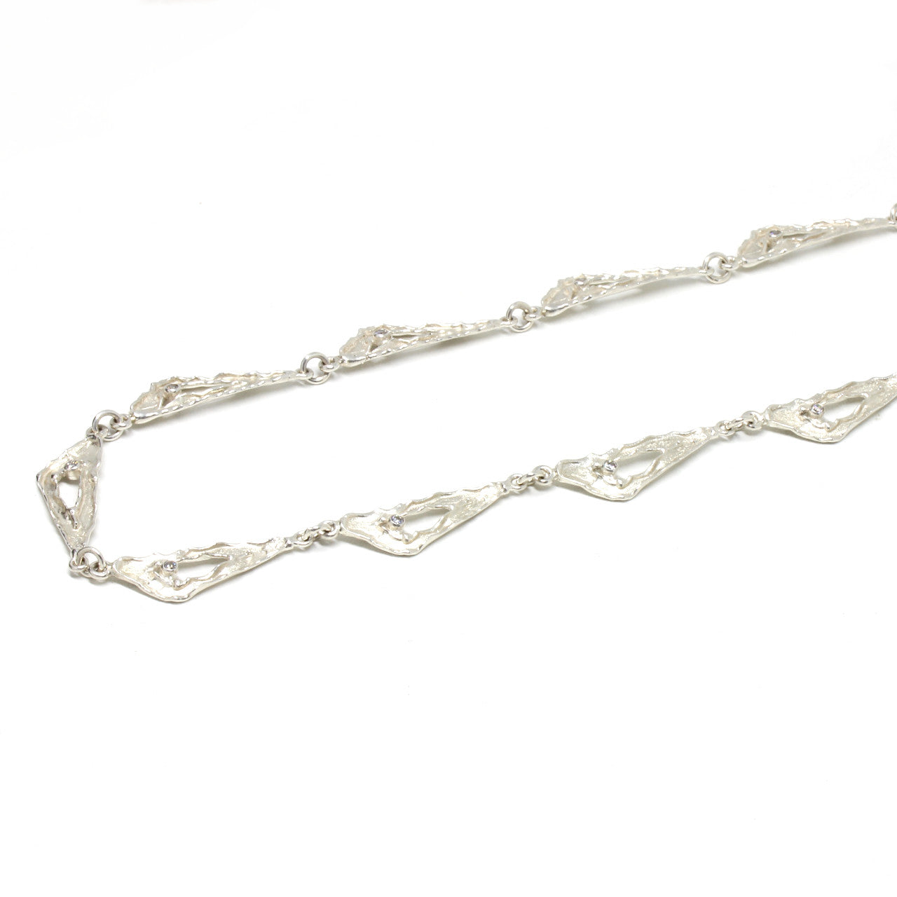 Collier Silber Dreiecke mit Zirkonia