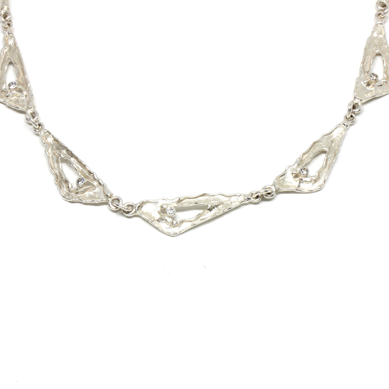 Collier Silber Dreiecke mit Zirkonia