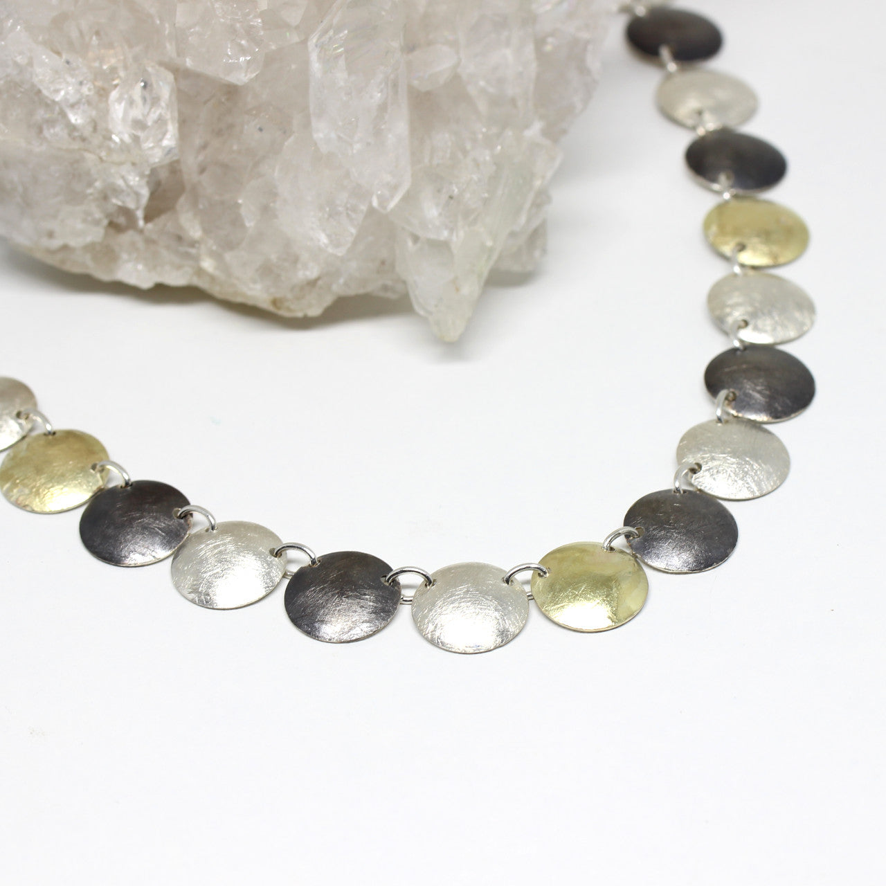 Collier Silber dreifarbig mit 750 Gelbgold
