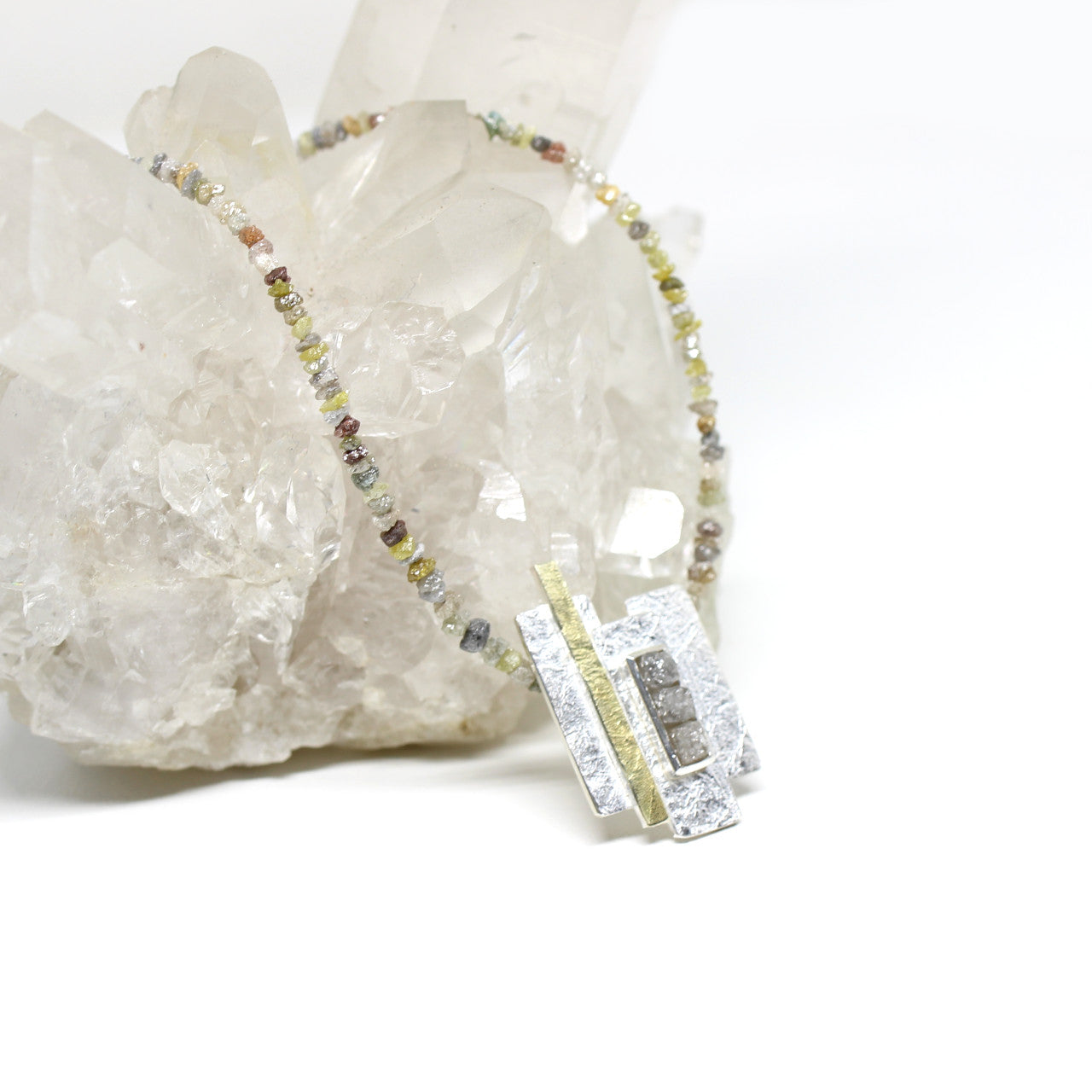 Rohdiamantkette multi-grau