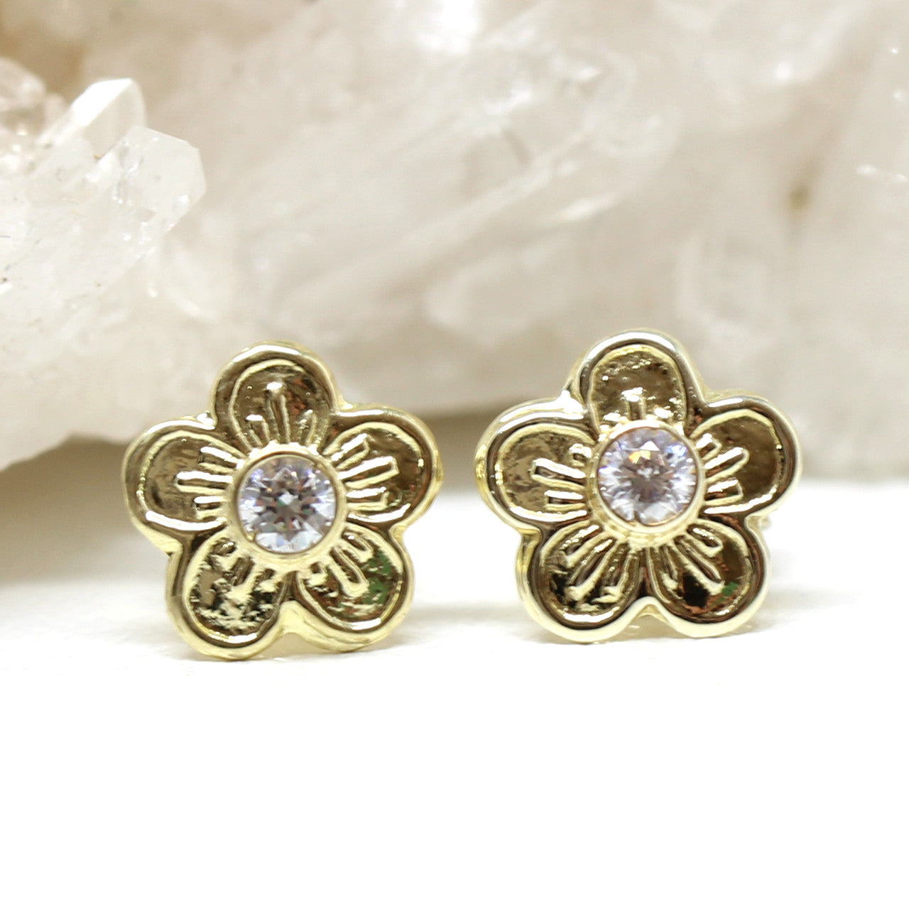 Ohrstecker Blüte in 585 Gelbgold