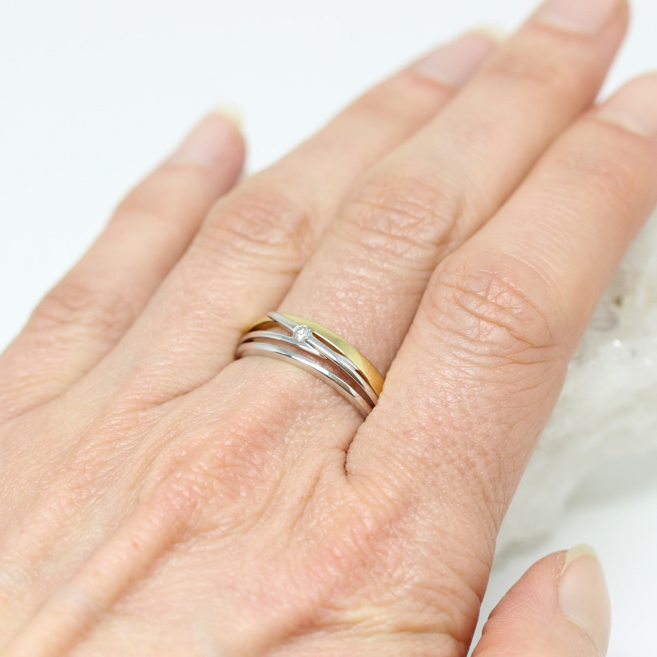 Ring in 585 zweifarbig mit Brillant