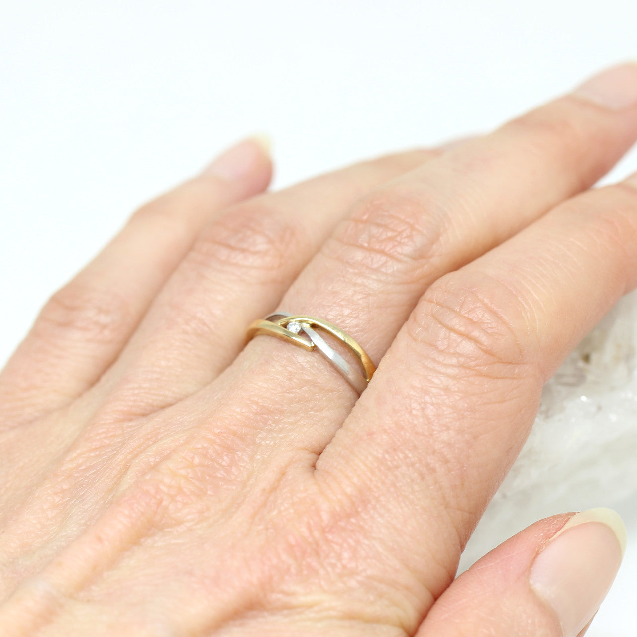 Ring in 585 zweifarbig mit Brillant