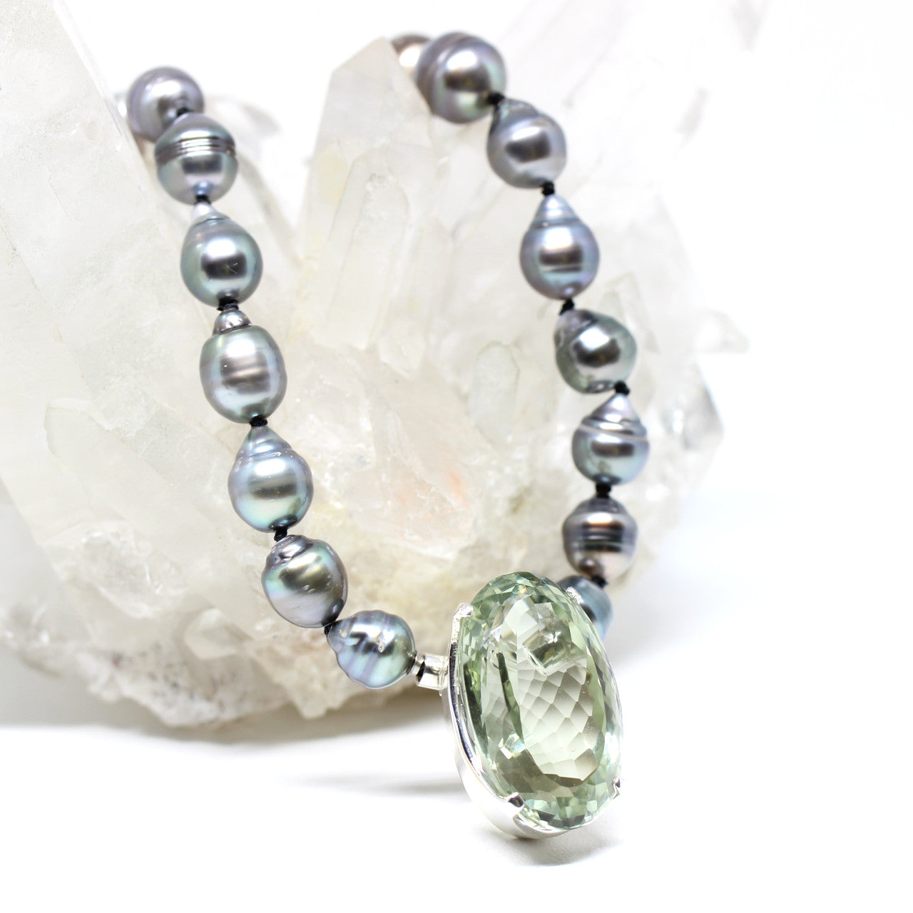 Wechselschließe in Silber mit grünem Amethyst