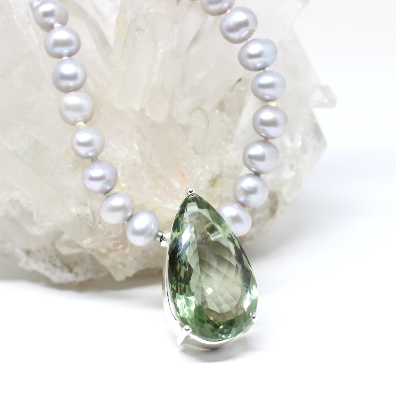 Wechselschließe in Silber mit grünem Amethyst