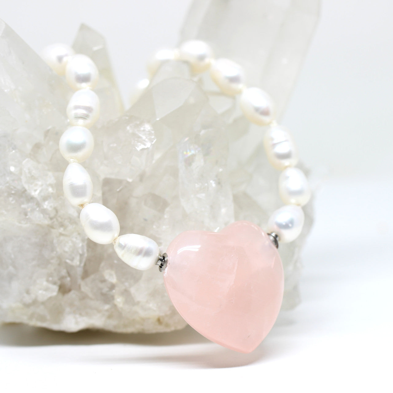 Wechselschließe Rosenquarz Herz