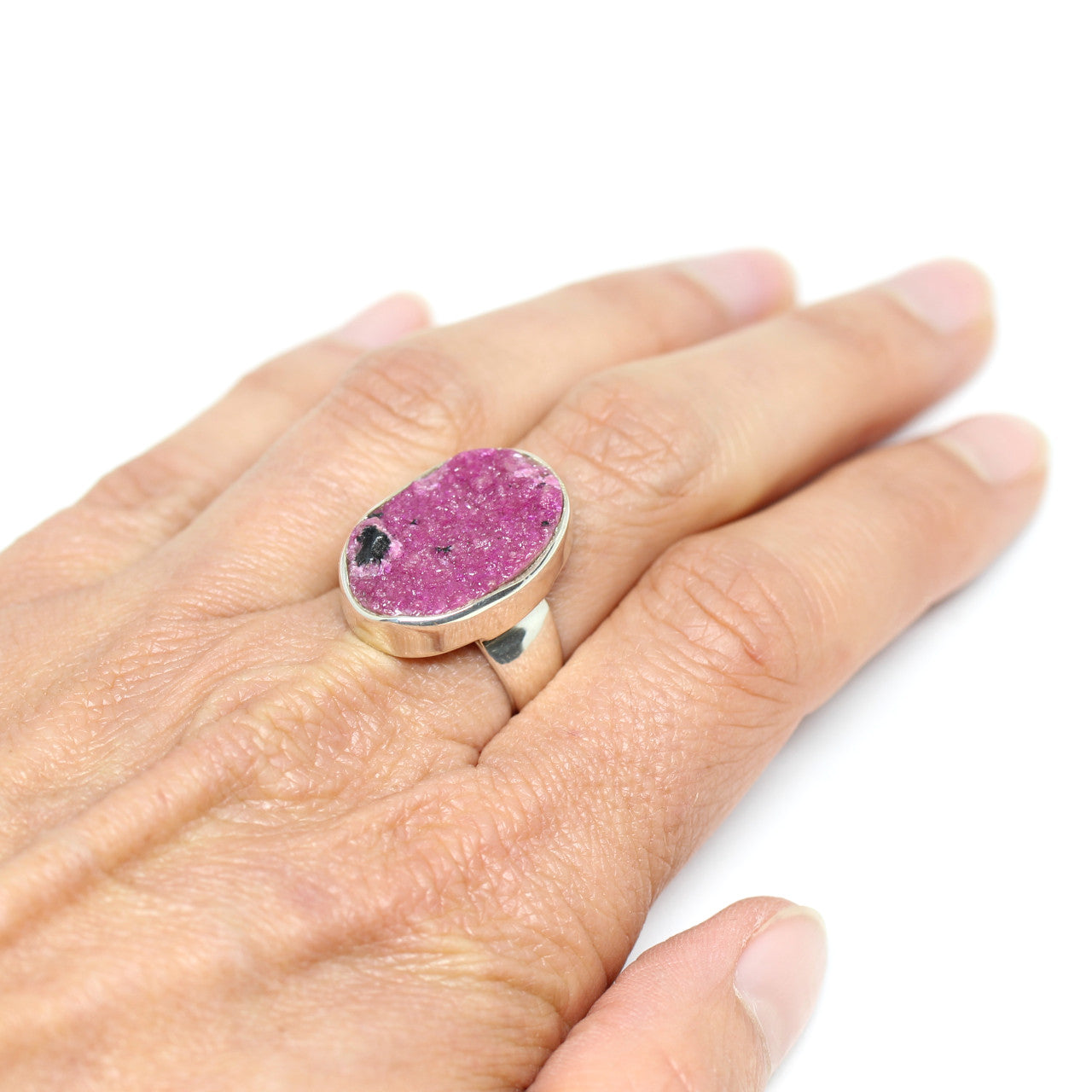 Silberring mit Kobaltcalcit