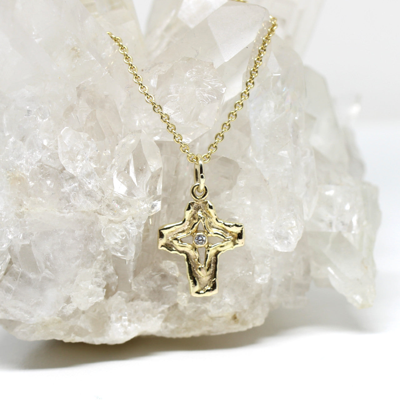 Anhänger Kreuz 333 Gelbgold Zirkonia