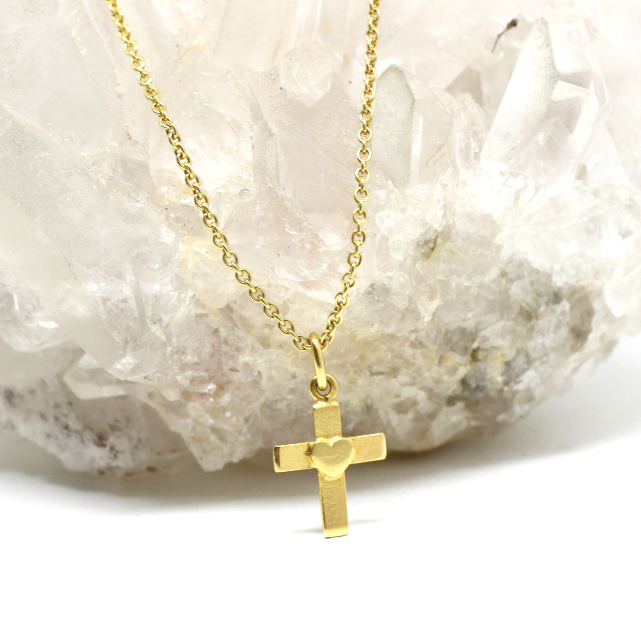 Anhänger Kreuz in 333 Gelbgold mit Herz