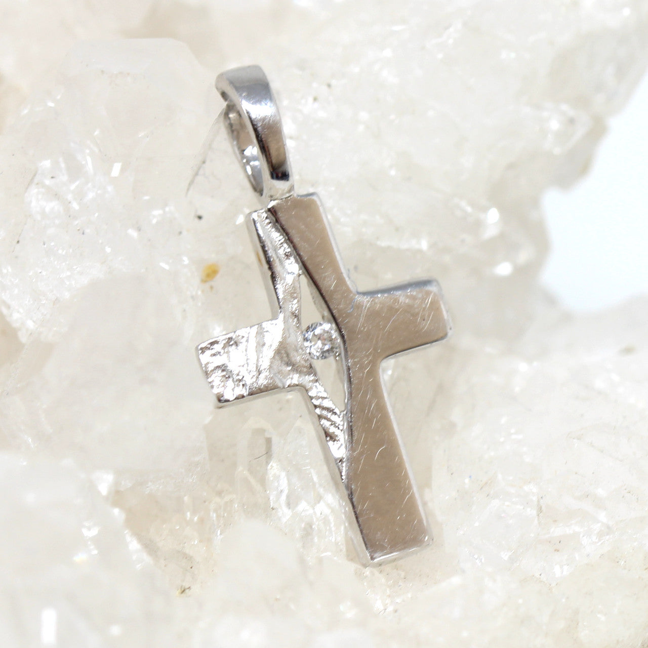 Silberanhänger Kreuz mit Zirkonia