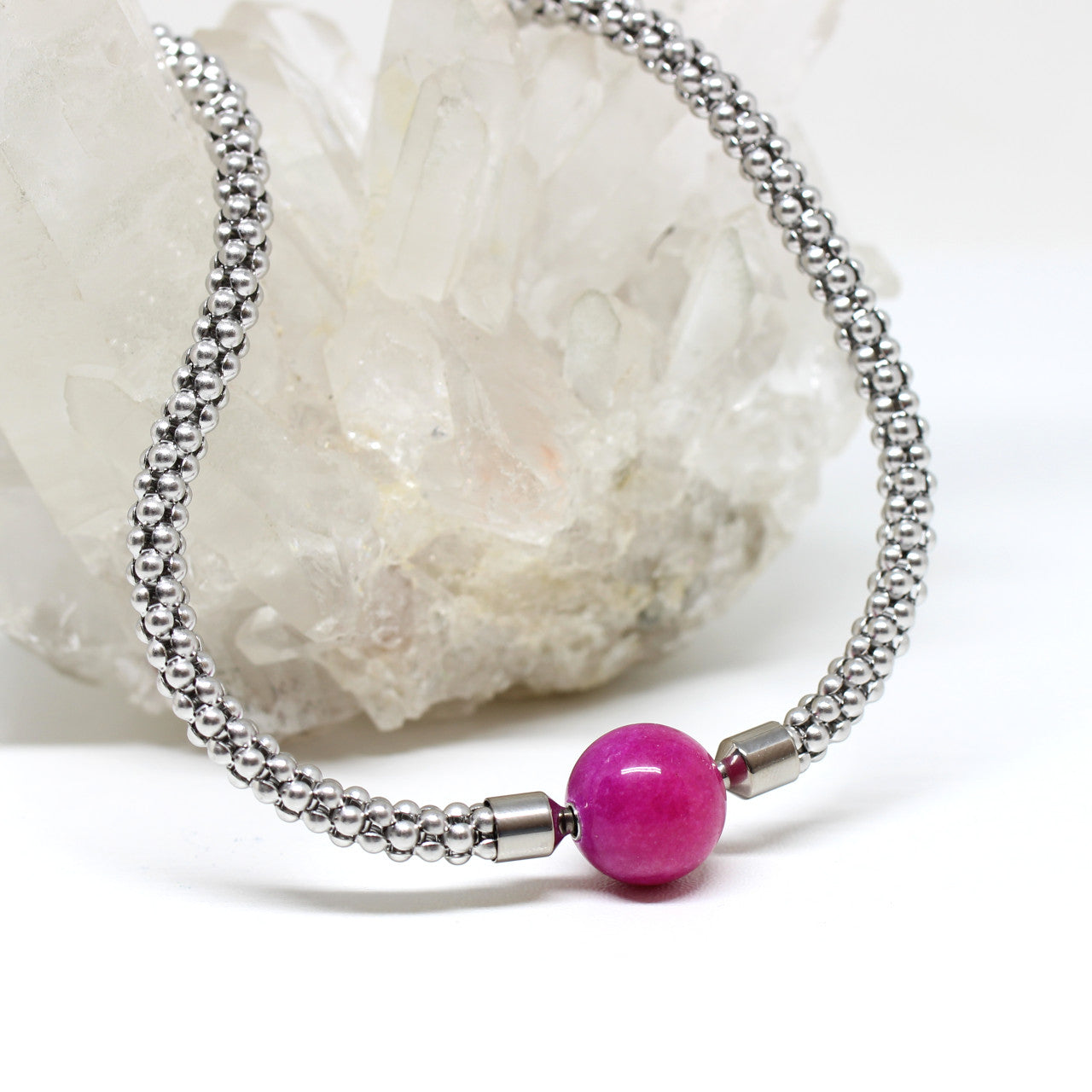 Wechselschließe polierte Kugel in pink